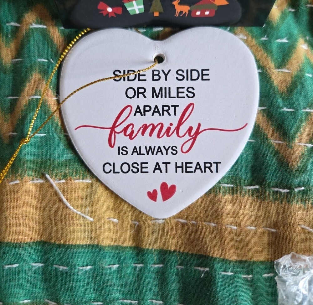 Heart Family Christmas Ornament - Glass Holiday Home Decor - Picture 2 of 4